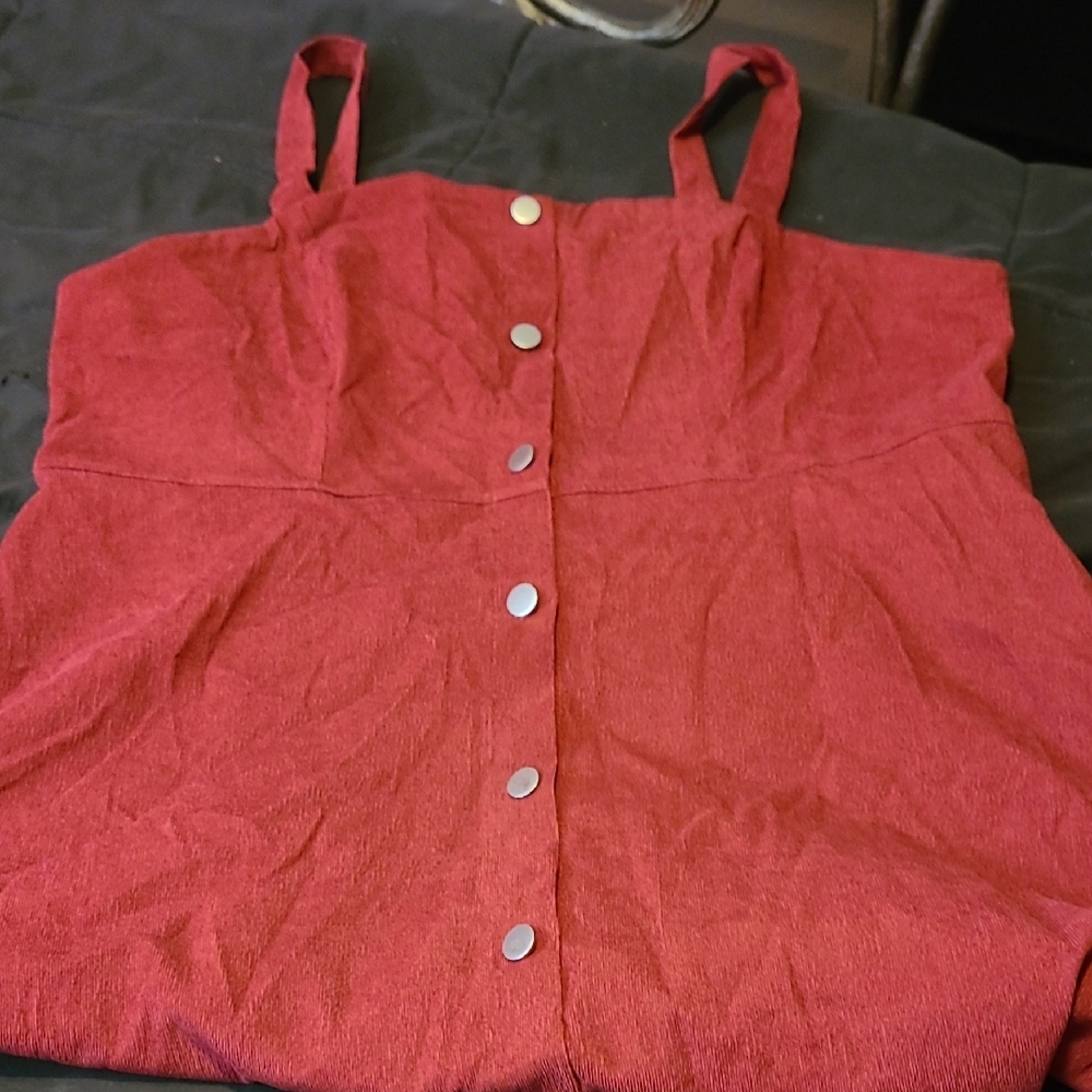 Red Button-Front Women's Dress